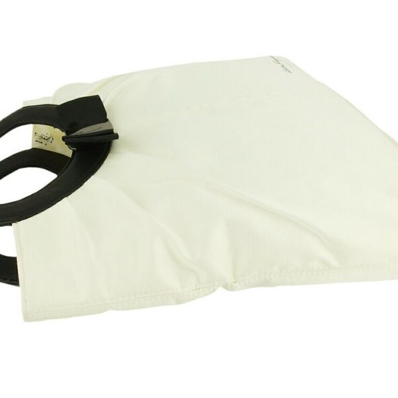 Salvatore Ferragamo Tote Bag Vara Ribbon White Canvas ~ Skin Auth USED C3961 - Picture 7 of 9